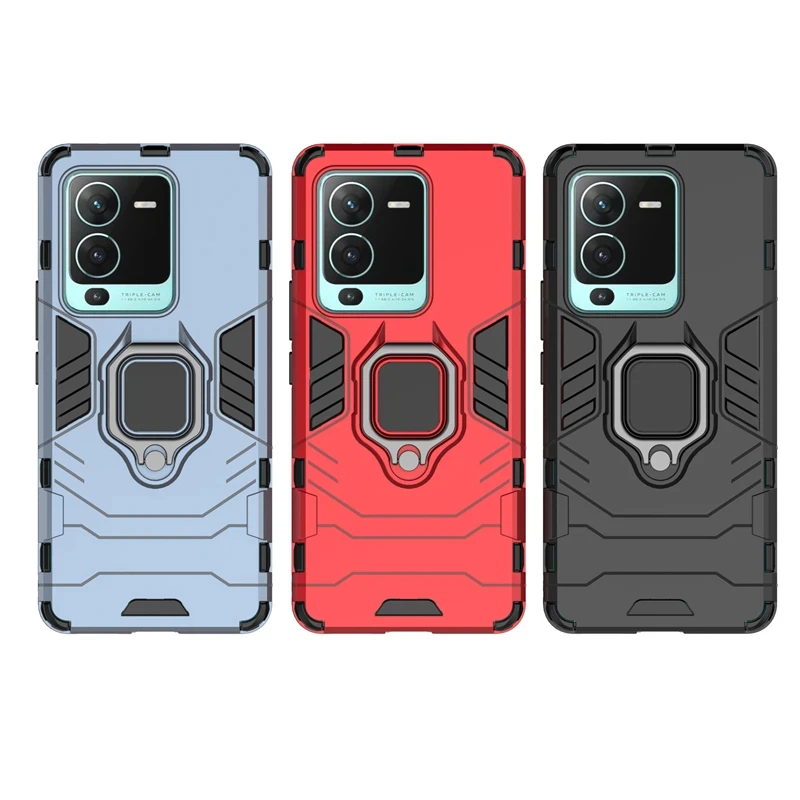 Shockproof Armor Phone Case with Metal Ring Holder and Magnetic Stand