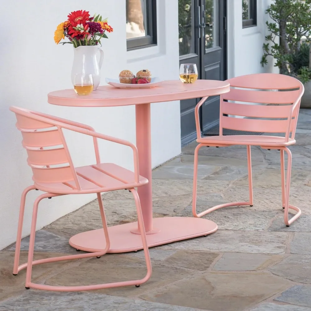 Patio Bistro Set 3 Piece Outdoor, Retro Metal Bistro Table and Chairs Set of 2,Waterproof CafeTable Set for Indoor/Outdoor/Porch 3
