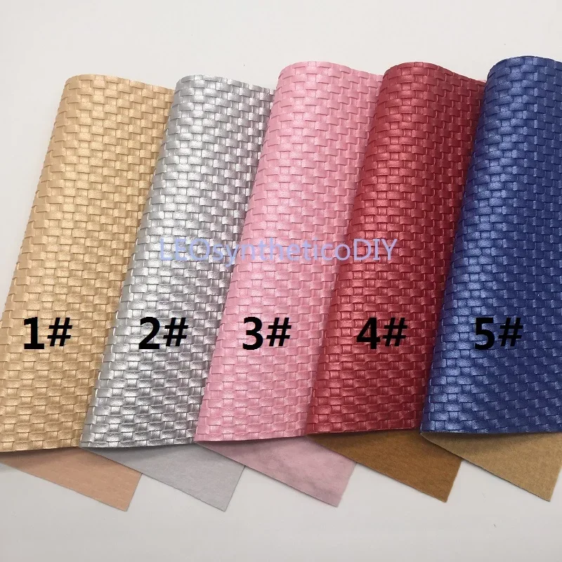 1PC 21X29CM Pearlized Weaving Faux Leather Fabric Synthetic Leather Fabric Sheets for Making Bows LEOsyntheticoDIY T382B