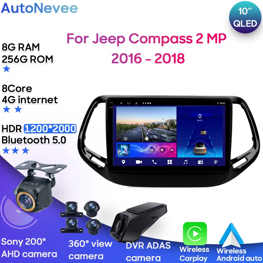 

Android For Jeep Compass 2 MP 2016 - 2018 Auto Radio Stereo Head Unit Multimedia Navigation Player GPS HDR QLED Screen Dash 5G