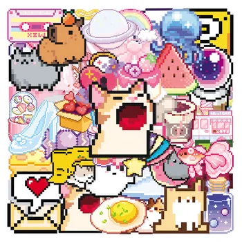 50 Adesivi Stile Pixel Art, Adesivi Graffiti, Adesivi Estetici Fai-da-Te per Diario, Cover Telefono, Scrapbook