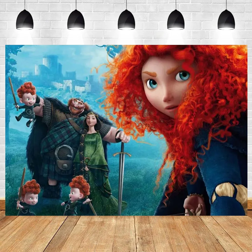 Fondo de fiesta de cumpleaños personalizado con tema de princesa valiente  Mérida, fotografía para Baby Shower, cartel de personaje de dibujos animados  - AliExpress, image size:1000x1000