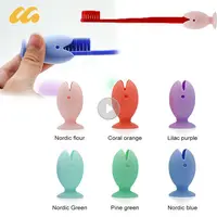Standing Toothbrush Holder With Suction Cup Portable Tooth Brush Cap Cover Multifunction Fish Shape Silicone Toothbrush Hanger 1