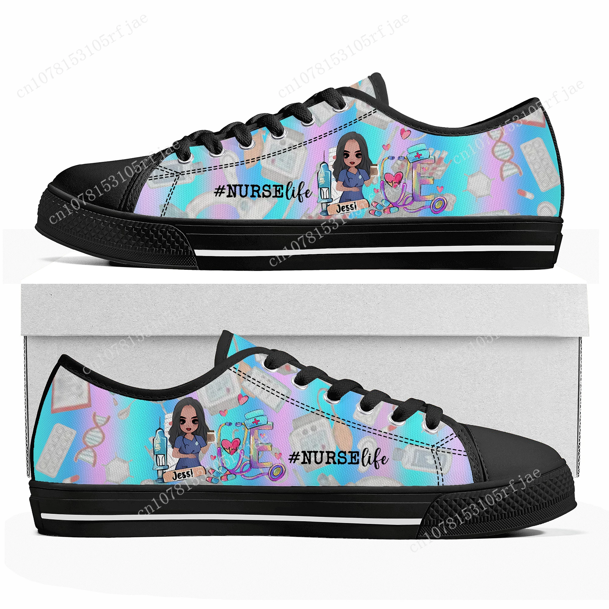 Cute Cartoon Nurse Custom Low Top Sneakers Womens Mens Teenager Fashion High Quality Shoes Casual Tailor Made Canvas Sneaker