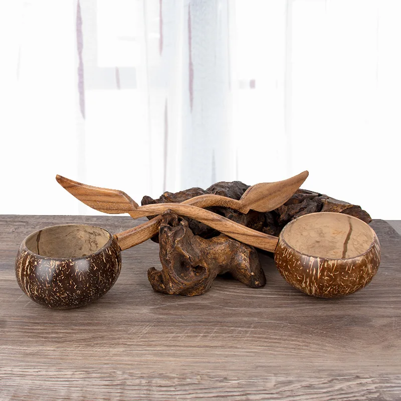 Wooden Coconut Shell Simple Water Scoop Household Wooden Bath Scoop Watering Spoon Tea Ceremony Creative