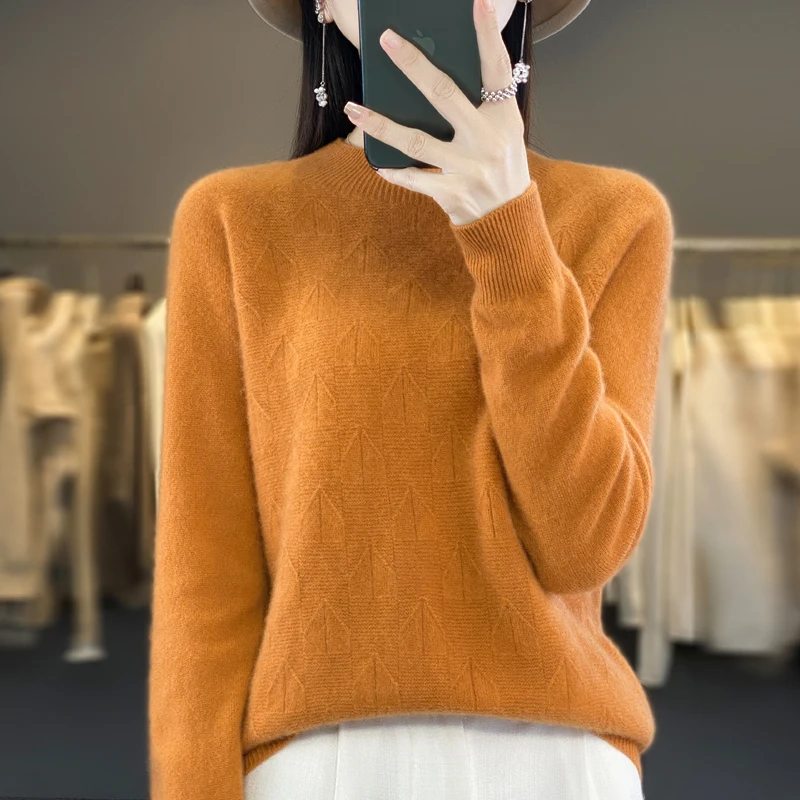 

Autumn Winter 100%Wool Turtleneck Pullover Keep Warm Cashmere Sweater Woman Casual Knitted Long Sleeve Female Jacket Korean Tops