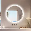 Large Round LED Bathroom Vanity Mirror Anti-Fog with Brighter Lights for Makeup Wall Mount Smart Touch 2