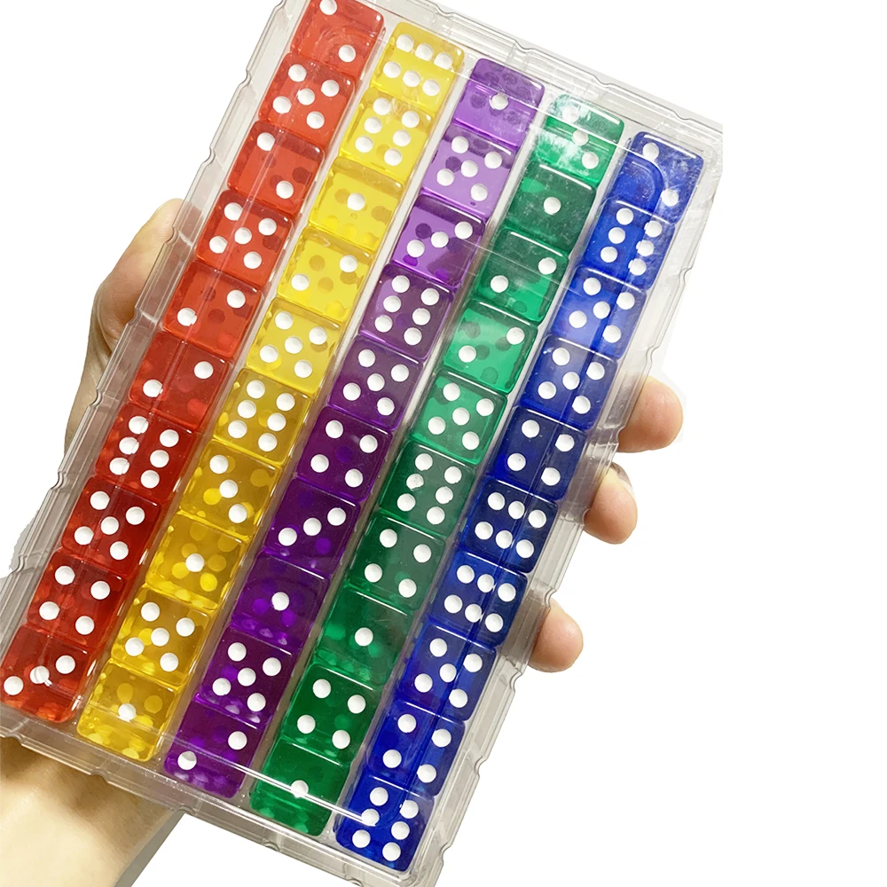 50PCS/Set 6 Sided Acrylic Dice For Table Board Games