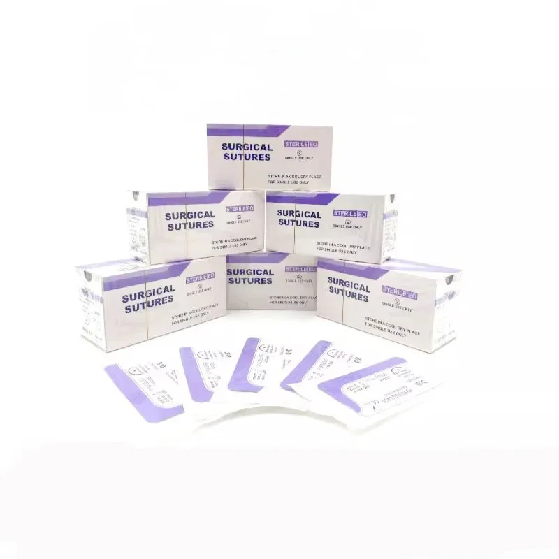 Veterinary Absorbable Suture with Needle Surgical Pet Suture PGA 90cm Material Cat Dog Rat Surgical No-Removal Wire Meat Wire veterinary surgical instruments