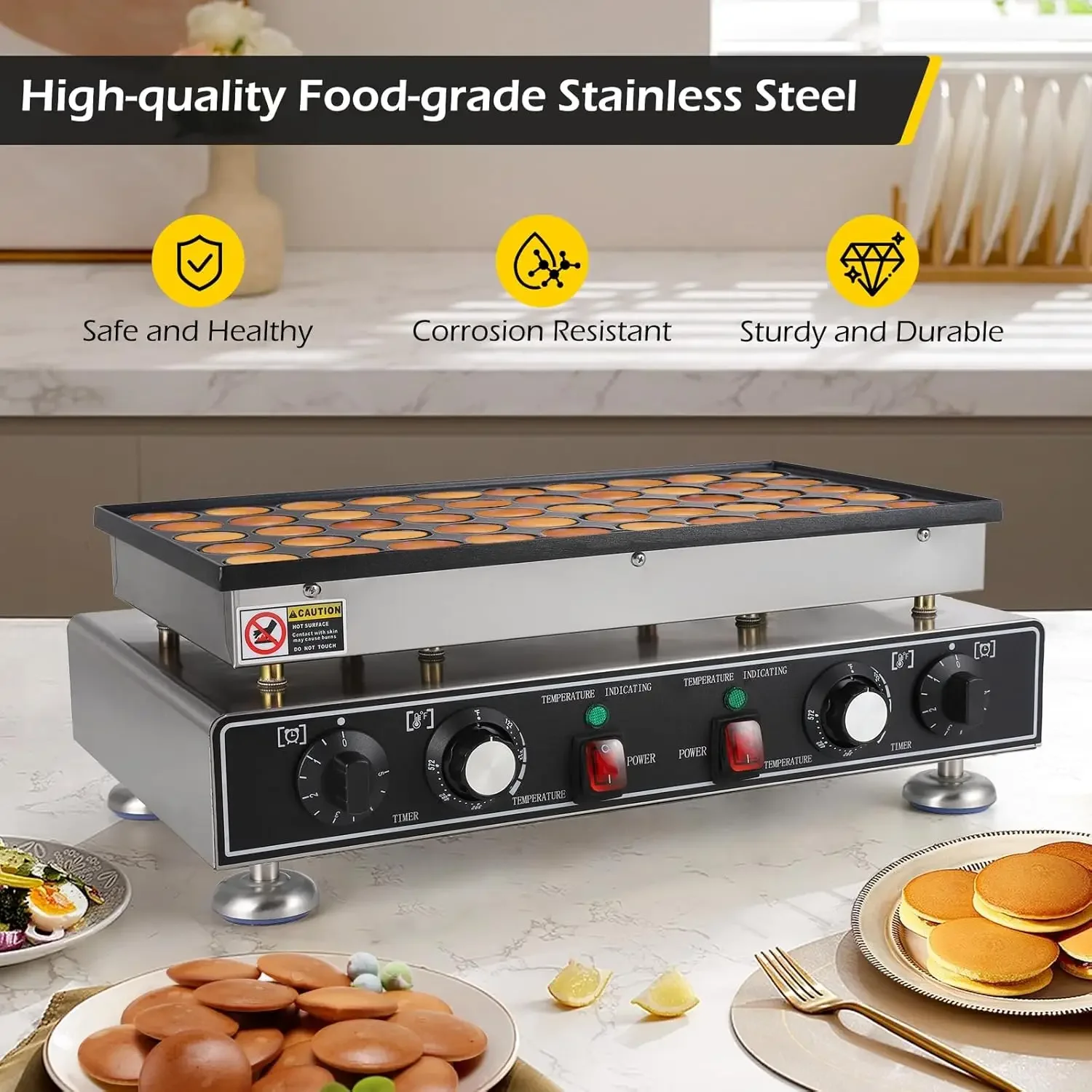 Mini Pancake 50pcs Mini Dutch Pancake 1600W Mini Pancakes Machine Commercial Pancake Electric Dutch Panc 4