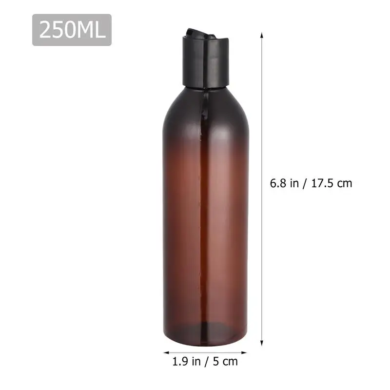 250ml Plastic Lotion Bottle Empty Bottle Press Type Lid Refillable Travel Shampoo Bottles Containers 6pcs