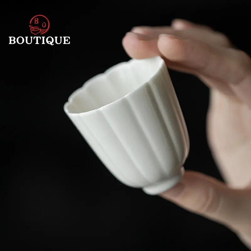 Creative Petals Teacup Chinese Tea Cup Gift Jingdezhen Ceramics Pottery Home Aesthetic Cups Mate Pair Bowl Camping Tool Teaware
