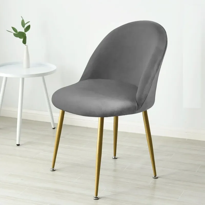 Duckbill Chair Cover Velvet Curved Back Dining Chair Covers Low Back Stretch Slipcovers for Kitchen Hotel Office 1Pc
