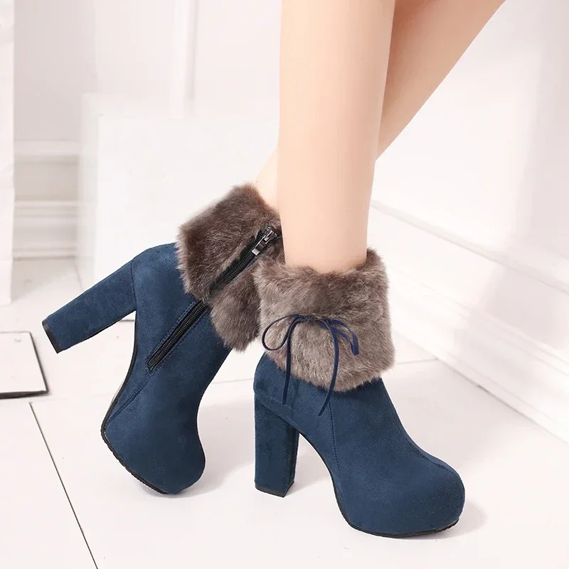 2023 Fashion Shoes for Women Round Toe Suede Side Zipper Women's Boots Winter Sell Like Hot Cakes Solid Color Shoes Women