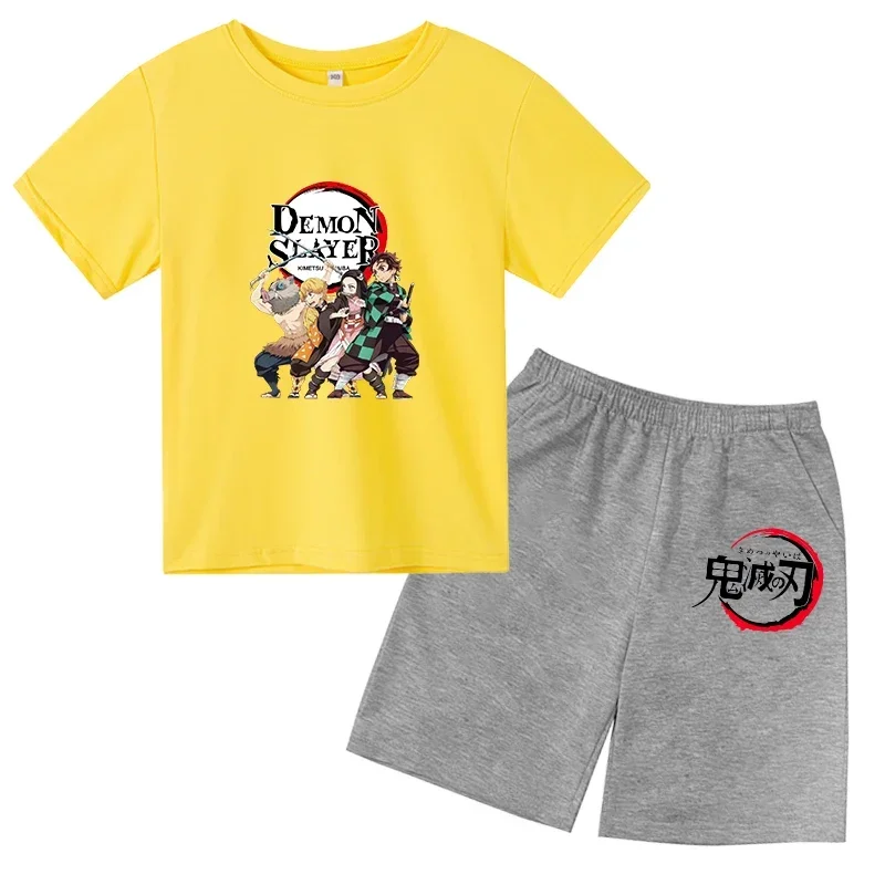 thumbnail image 1 of 2024 Verano Demon Slayer Camiseta estampada para niños 2 piezas Traje para niños y niñas Ropa de manga corta Top informal Conjunto de moda de anime, 1 of 5