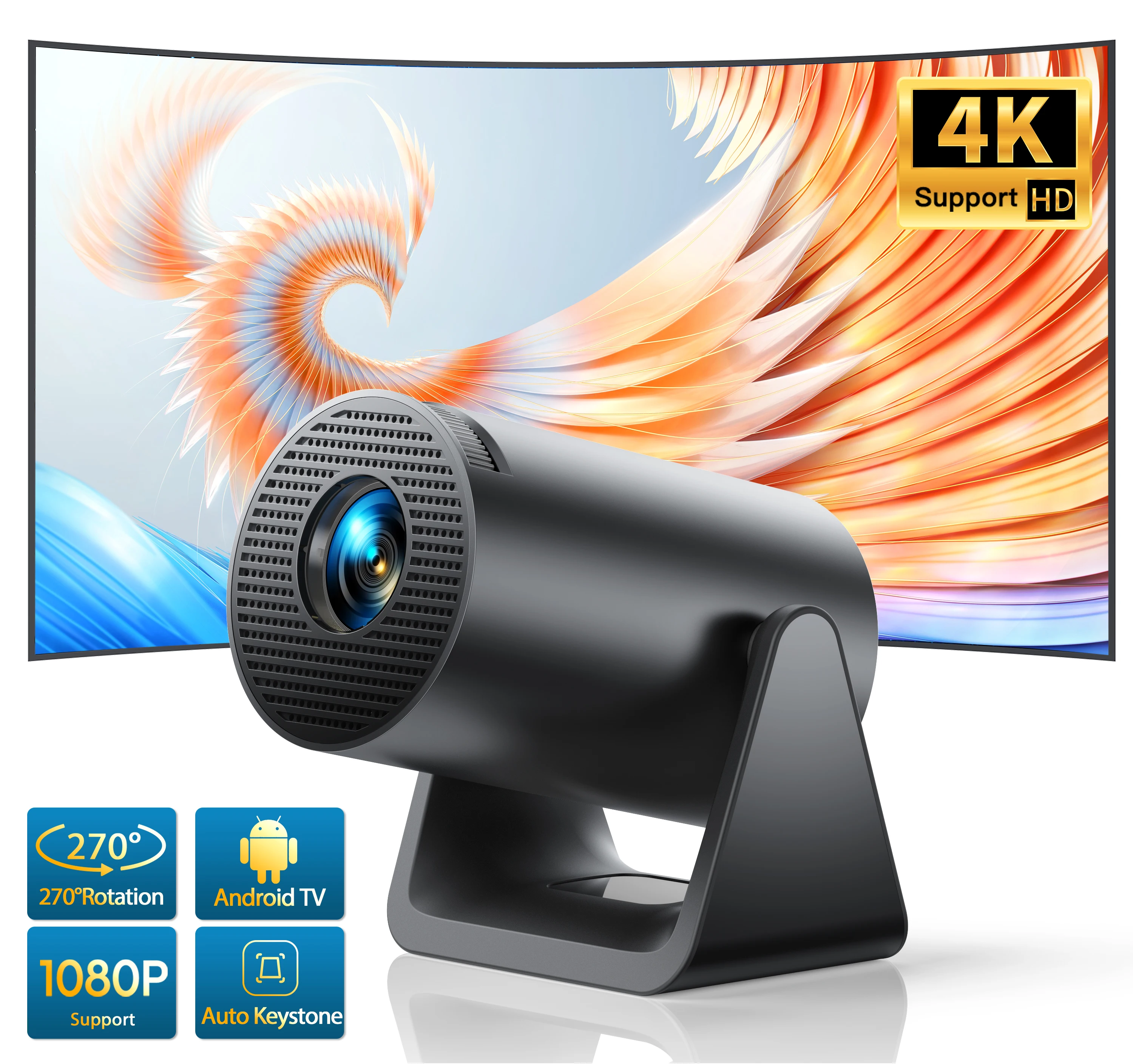 Wimius L1 Mini Projector 1080P Support 300 ANSI Android 11 Wifi Bluetooth Auto Keystone Home Portable