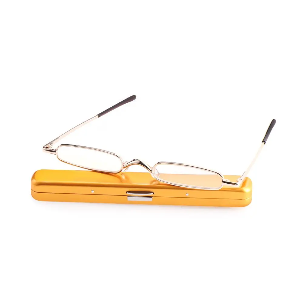 Elegante Lesebrille Metall Rahmen Ultra-dünne Männer Frauen Lesebrille Tragbare Mini Lesen Presbyopie Brillen mit Box – Detail 2