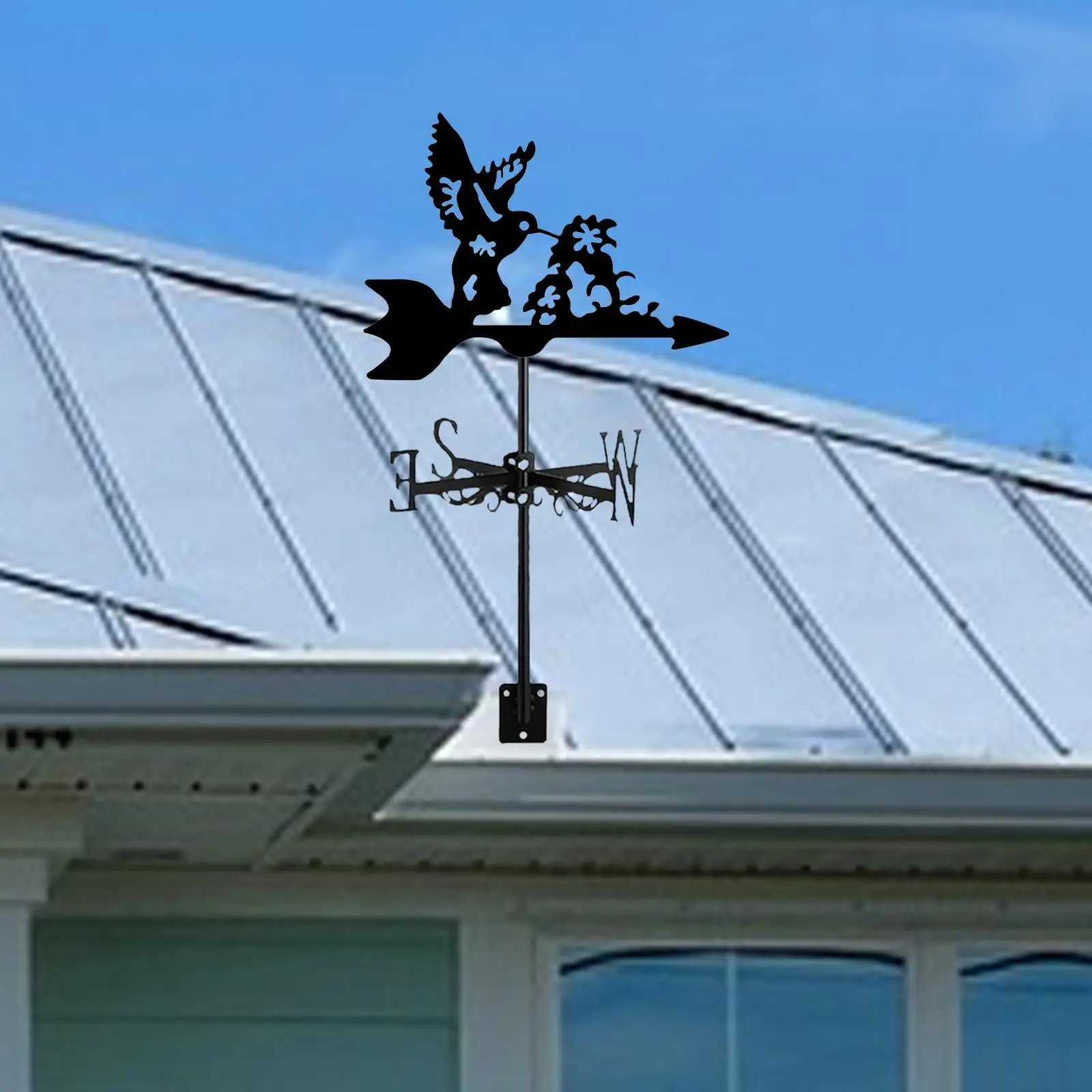 Bird Metal Weathervane Wind Direction Indicator for Roof Mount Yard Cottage