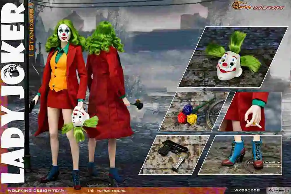 In Stock WOLFKING WK89022 1/6 Red Cloth Movable Female Joker