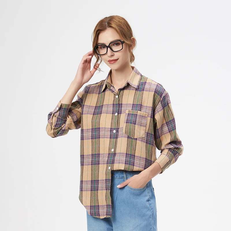ตัวเลือกสินค้า เสื้อเชิ้ตลายสก็อตผู้หญิง ใส่สบาย แฟชั่นแนวคิดใหม่