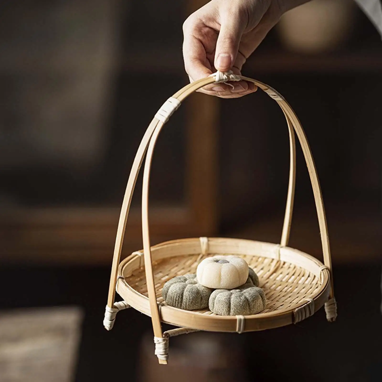 Rattan Woven Basket Vegetable Fruit Storage Snack Organizer Bamboo Weaving Small Basket Mlti-layer Weaving Basket Kitchen Decor 3