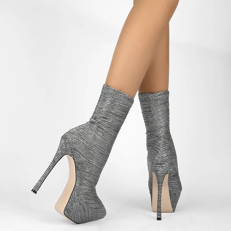 

European and American Women's Ankle Boots High-heeled Thick-soled Women's Boots Sexy Fashion Nightclub Party Short Boots