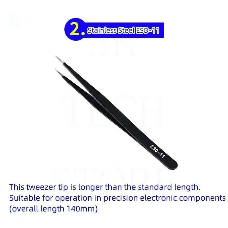 Stainless Steel Hand Polished Tweezers BGA Jumper Non-Magnetic Micro Soldering Forceps 6pcs