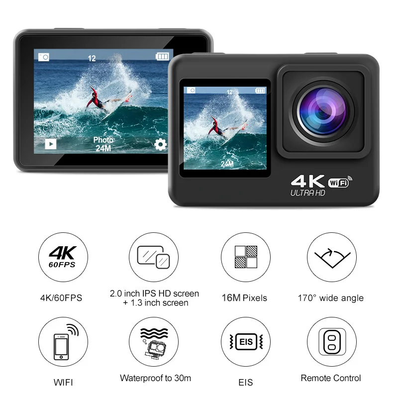 4K 60fps Driver Action Camera Ultra HD 1080P 120fps WiFi Inch