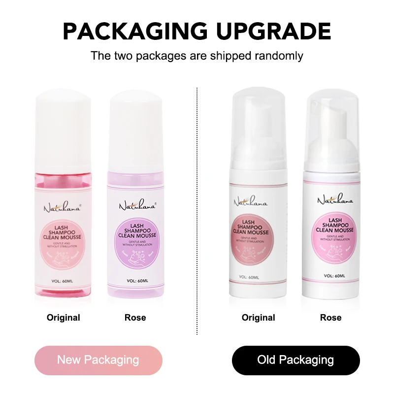 NATUHANA 60ml Gentle Lash Cleansing Mousse No Irritation Eyelash Shampoo for Extensions Grafting Makeup Remover Glue Cleanser 5
