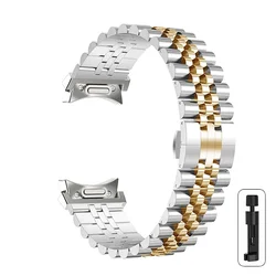 Sleek No - Gap Stainless Steel Watch Strap with Curved End and Quick Fit Design - Galaxy Watch 6 5 4 (Silver gold)