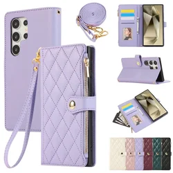 Stylish Leather Crossbody Phone Case with Wallet Cover for Galaxy S26 Plus (Purple)