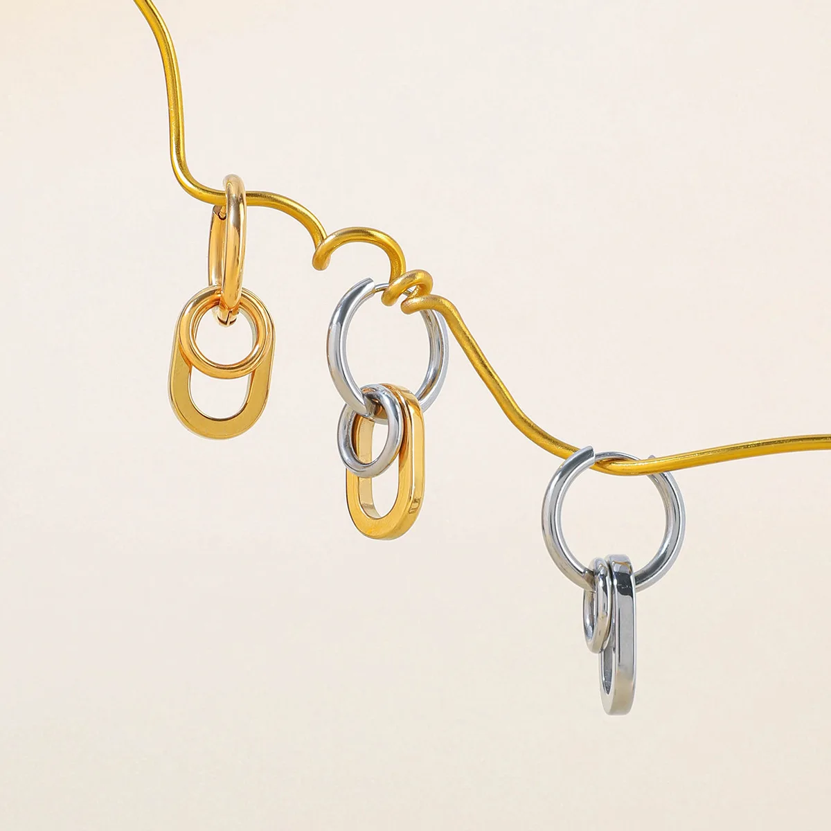 Mix Color Multi Circular Ring Hoop Earrings for Women Waterproof PVD Stainless Steel Huggie Ear Buckle Punk Retro Jewelry Bijoux