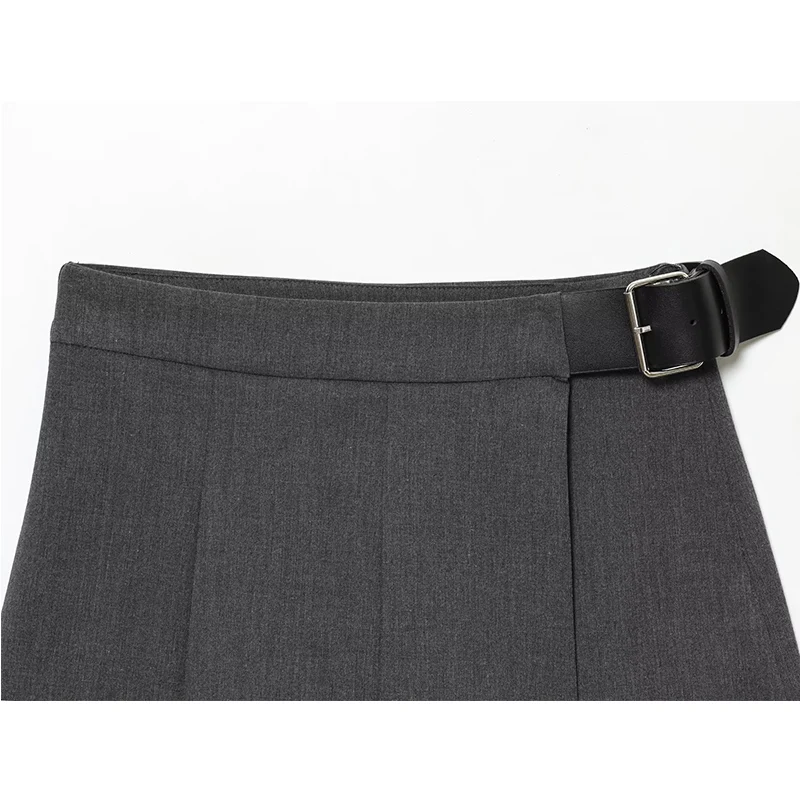 Asymmetry High Waist Mini Skirt Women Fashion Wide Pleated Elegant Skirt Shorts Woman Y2k Streetwear With Belt Casual Skorts ﻿
