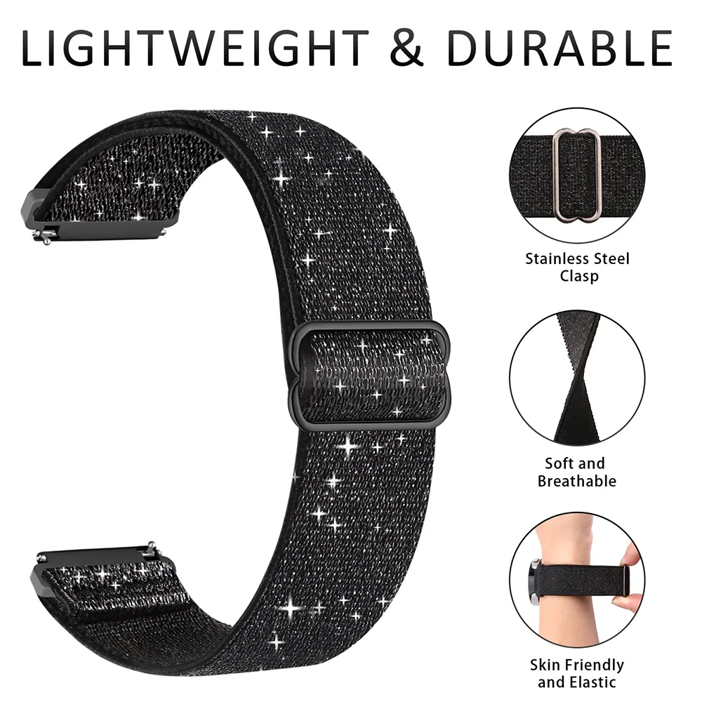 Elastic Nylon Watch Strap - Universal Fit for Smartwatches (20mm & 22mm)