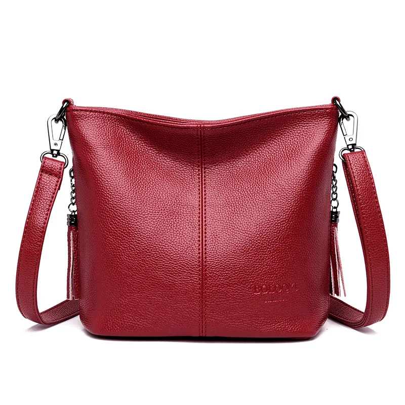 Borsa a secchiello casual con nappe da donna, borsa a tracolla alla moda, borsa a tracolla semplice per donna di mezza età, borsa alla moda - immagine 2