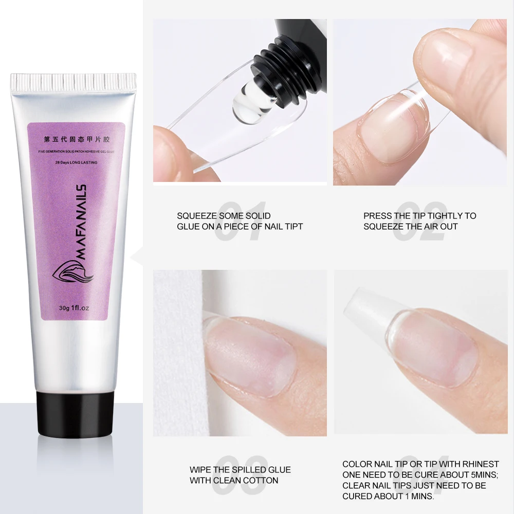 30g Strong Soft Nail Tips Gel Glue Easy Stick Press On Nails Rhinestones Adhesive Glue Manicure Long Lasting SoakOff UV Gel Glue 4