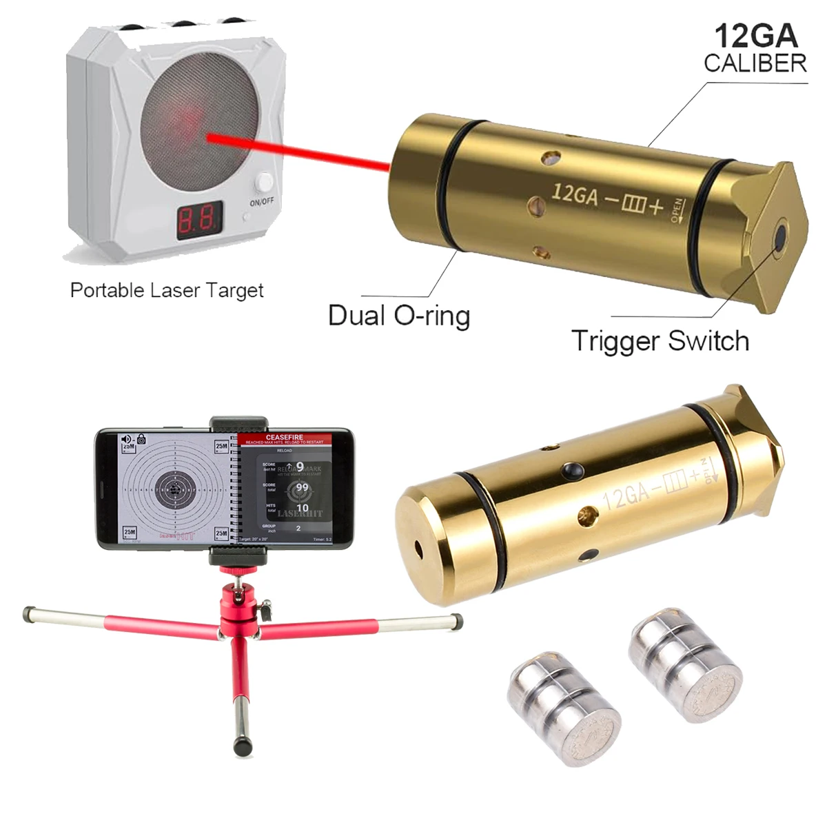 12GA 9mm Dry Fire 9x19mm/7.62x39/380ACP/223Rem Laser Cartridge For Practice Laser Training Bullet Trainer Cartridge Bore Sight