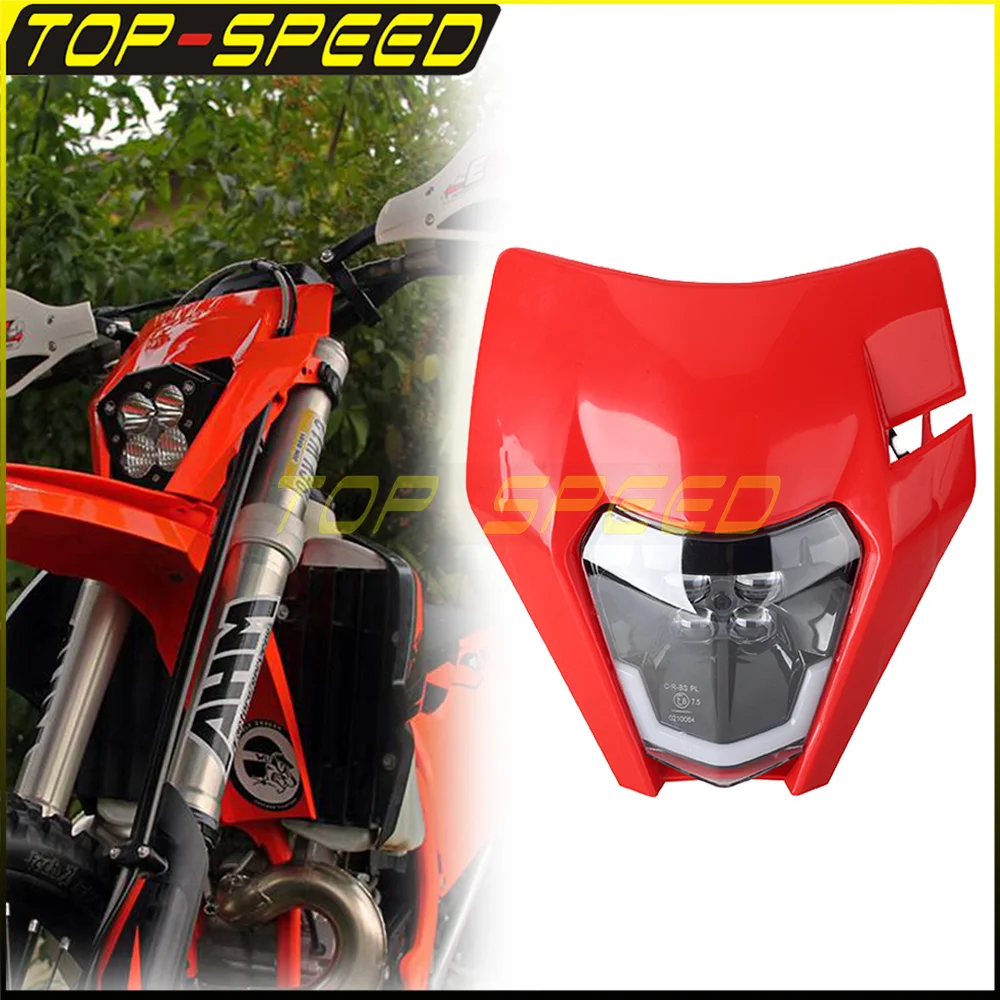 Supermoto Red Headlight Led Head Light Per Tc Te Tx Fc 125 250 300 350 450 Rockstar Fe 501 2014-2020 Dual Sport Naked Motorcycle