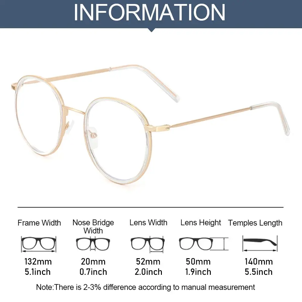 Retro Chic Anti-Blue Light Oval Metal Frame Designer Glasses