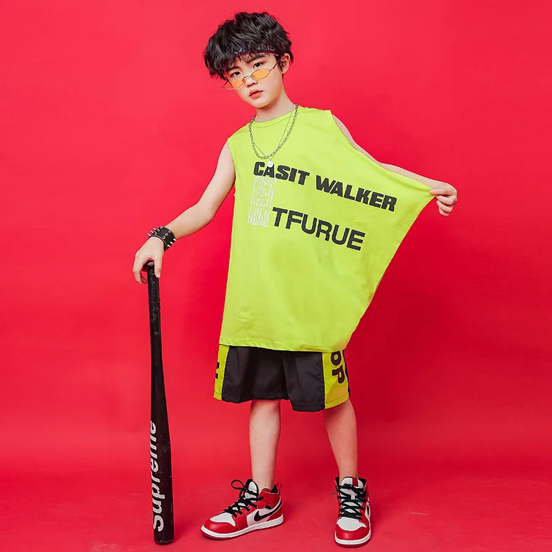 

Child Dance Clothes Jazz Ballroom Costumes for Girls Boys Hip Hop Dancing Competition T Shirt Shorts Show Stage Outfits Suits