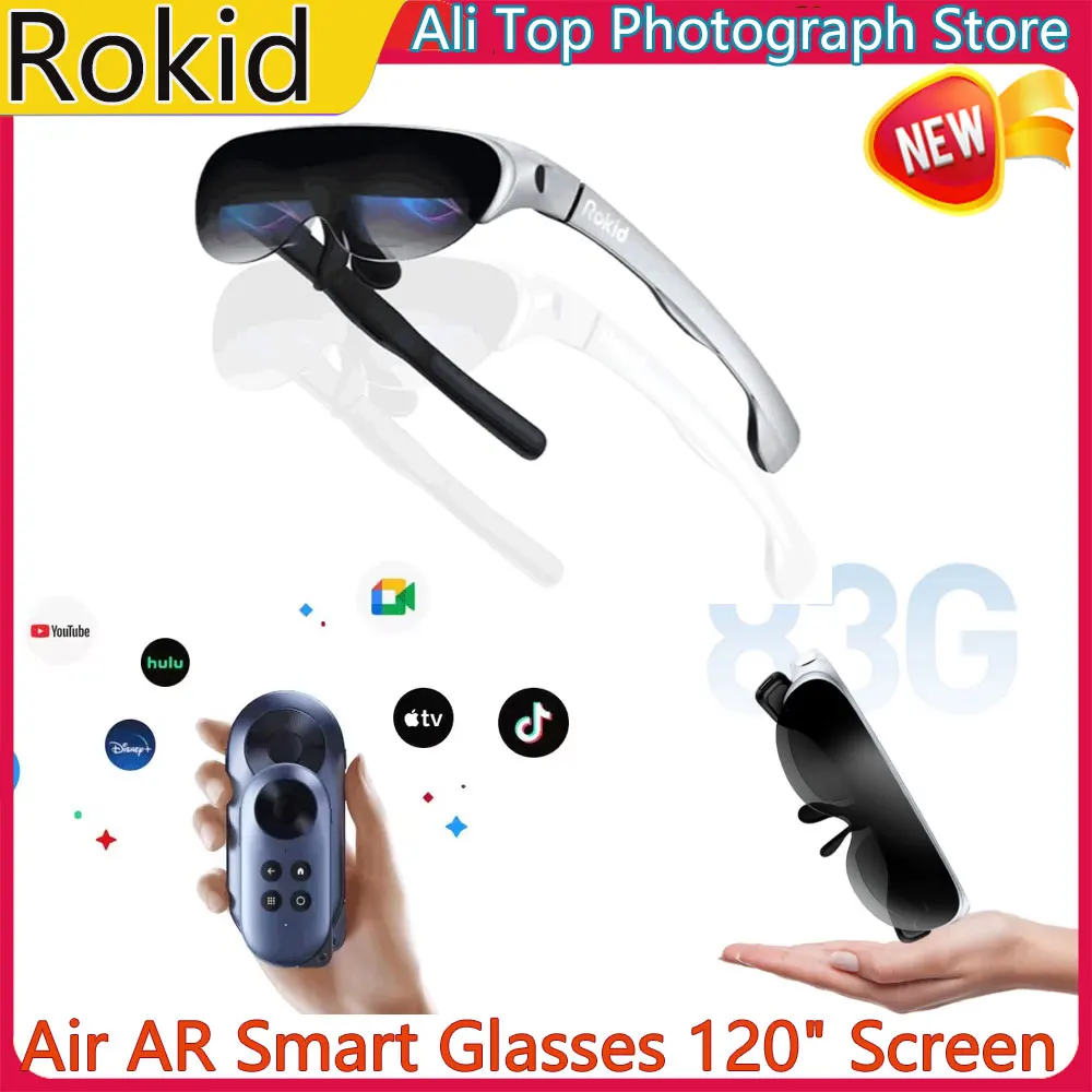 Rokid Air AR Smart Glasses 120" Screen 1080P OLED Dual Display 43&deg;FoV 55PPD Foldable Home Game Viewing Device
