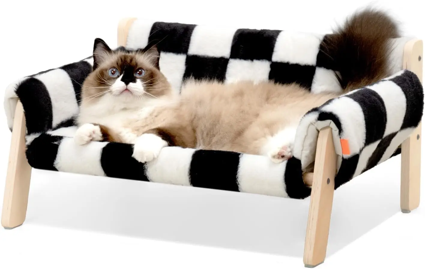Cat Couch Bed, Pet Sofa for Indoor Cats Wooden Indoor Pet Furniture Elevated Cat Beds with Removable Mattress Cover Suitable 1