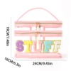 1pcs Large Capacity Letter Embroidery Double Layer Transparent Cosmetic Bag Toiletry Bag Travel Storage Bag Suitable for Travel 6