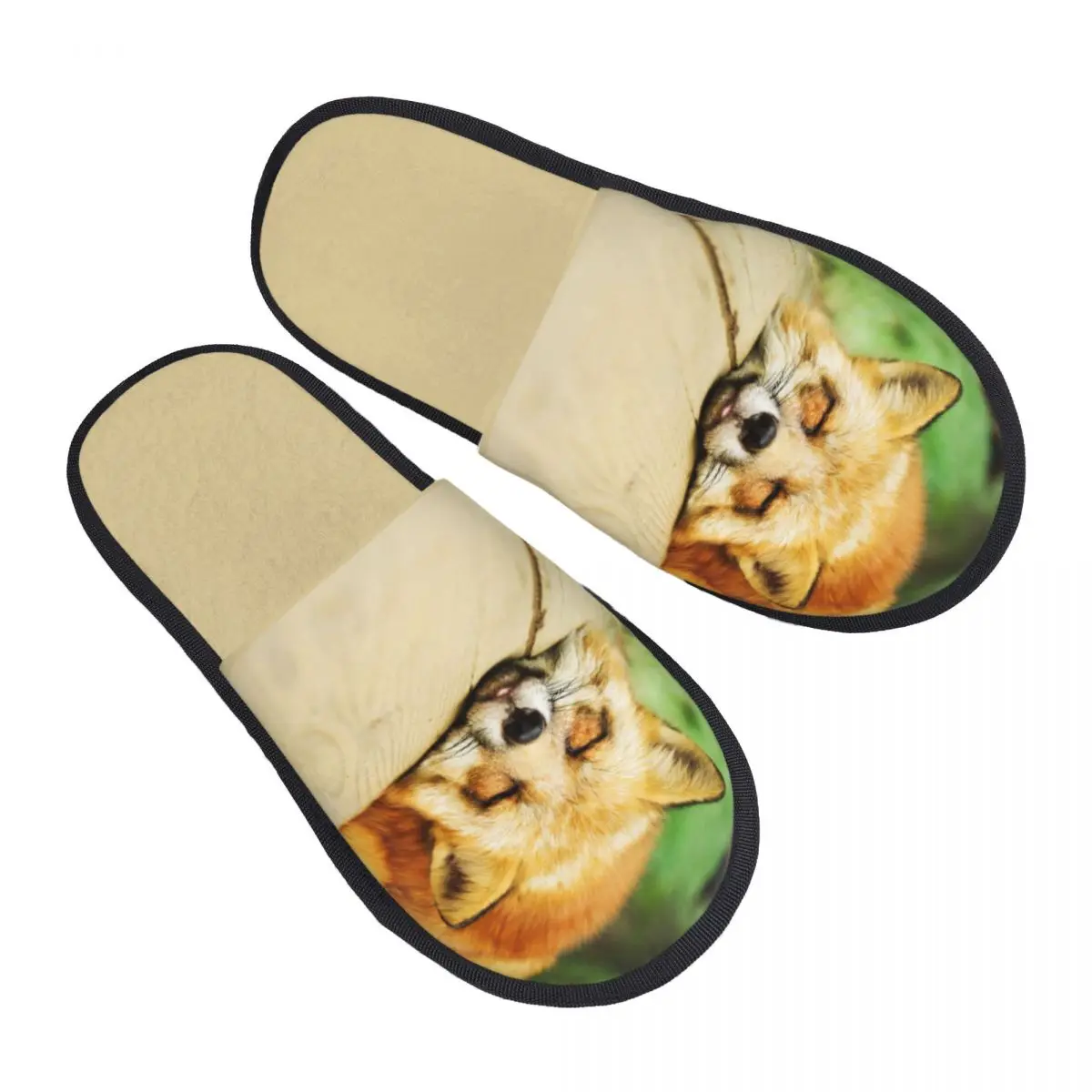 

Fox Sleeping On Wood Slipper For Women Men Fluffy Winter Warm Slippers Indoor Slippers