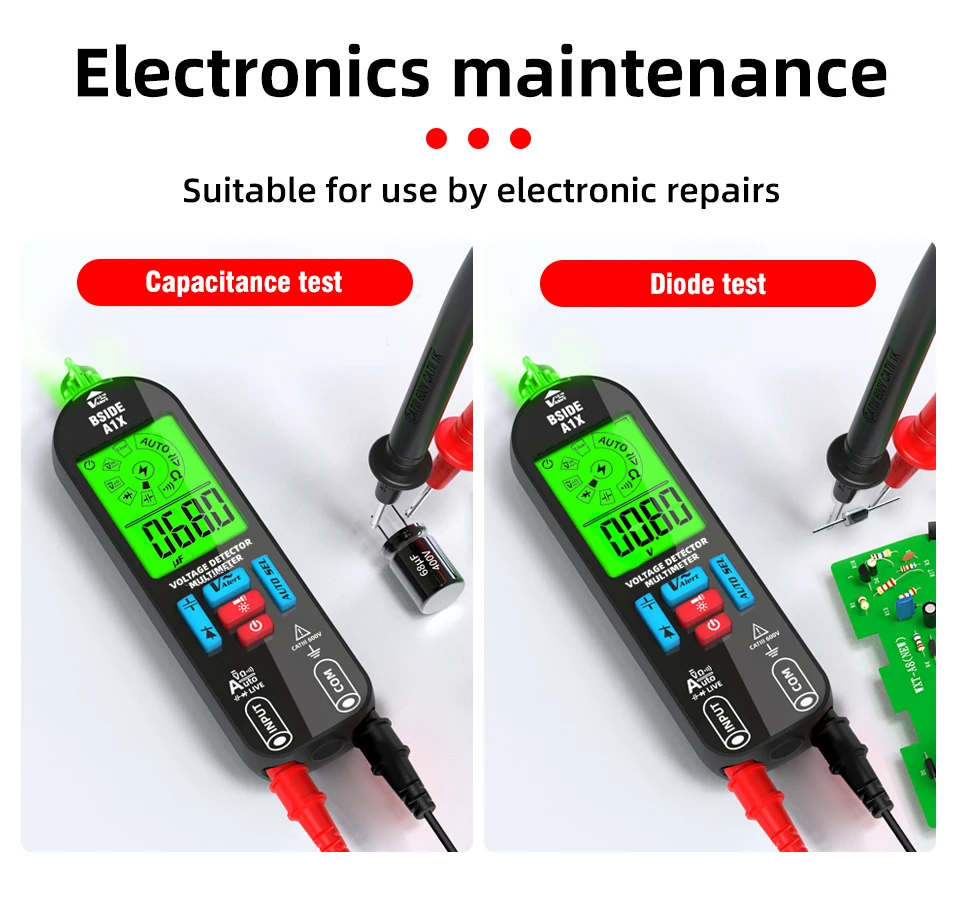 Digital Multimeter BSIDE Rechargeable Burn-in Proof Voltmeter NCV Frequency Connected Ohm Diode Capacitance Multifunction Tester
