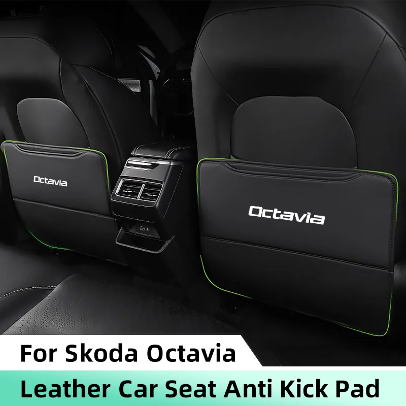 Car Seat Anti Kick Pads For Skoda Octavia Leather Car Anti-dirty Pad Seat Back Protective Mats for Children Auto Accessories