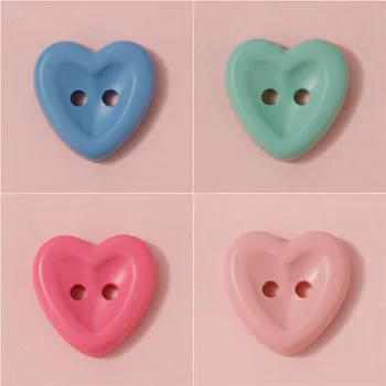 20pcs Cute Macaron Colored Heart Plastic Buttons 6
