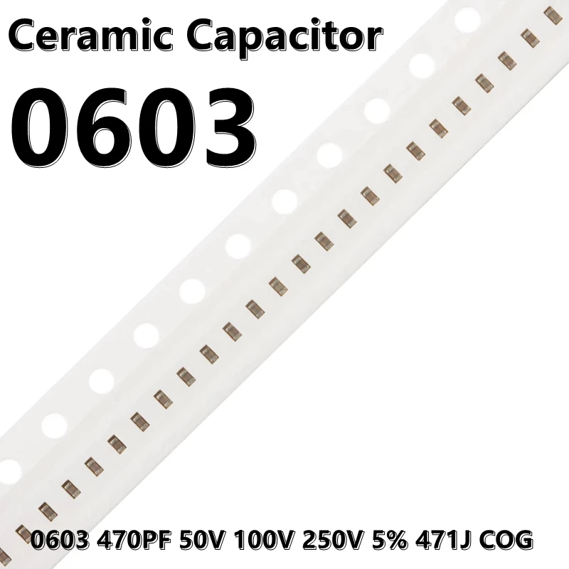 

(100 шт.) 0603 470PF 50V 100V 250V 5% 471J COG 1608 SMD керамические конденсаторы