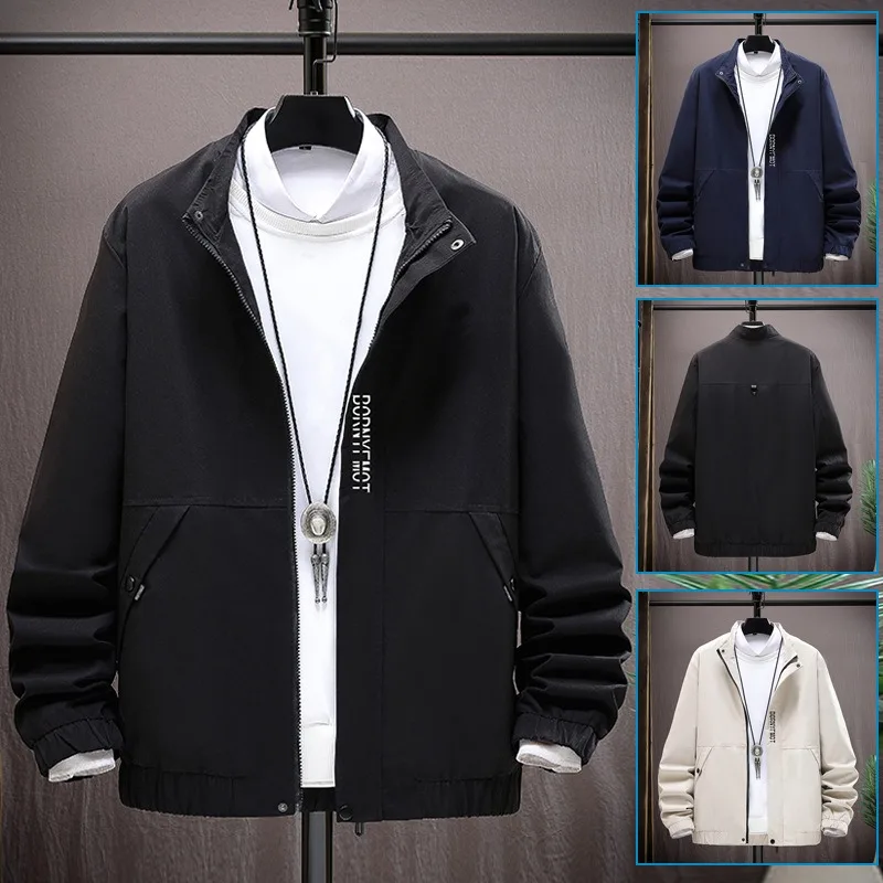 

2023 Autumn New Solid Color Fashion Coat Men's Top Loose Work Jackets Street Casual Stand Neck Jacket 모터사이클 재킷 Mens Jacket