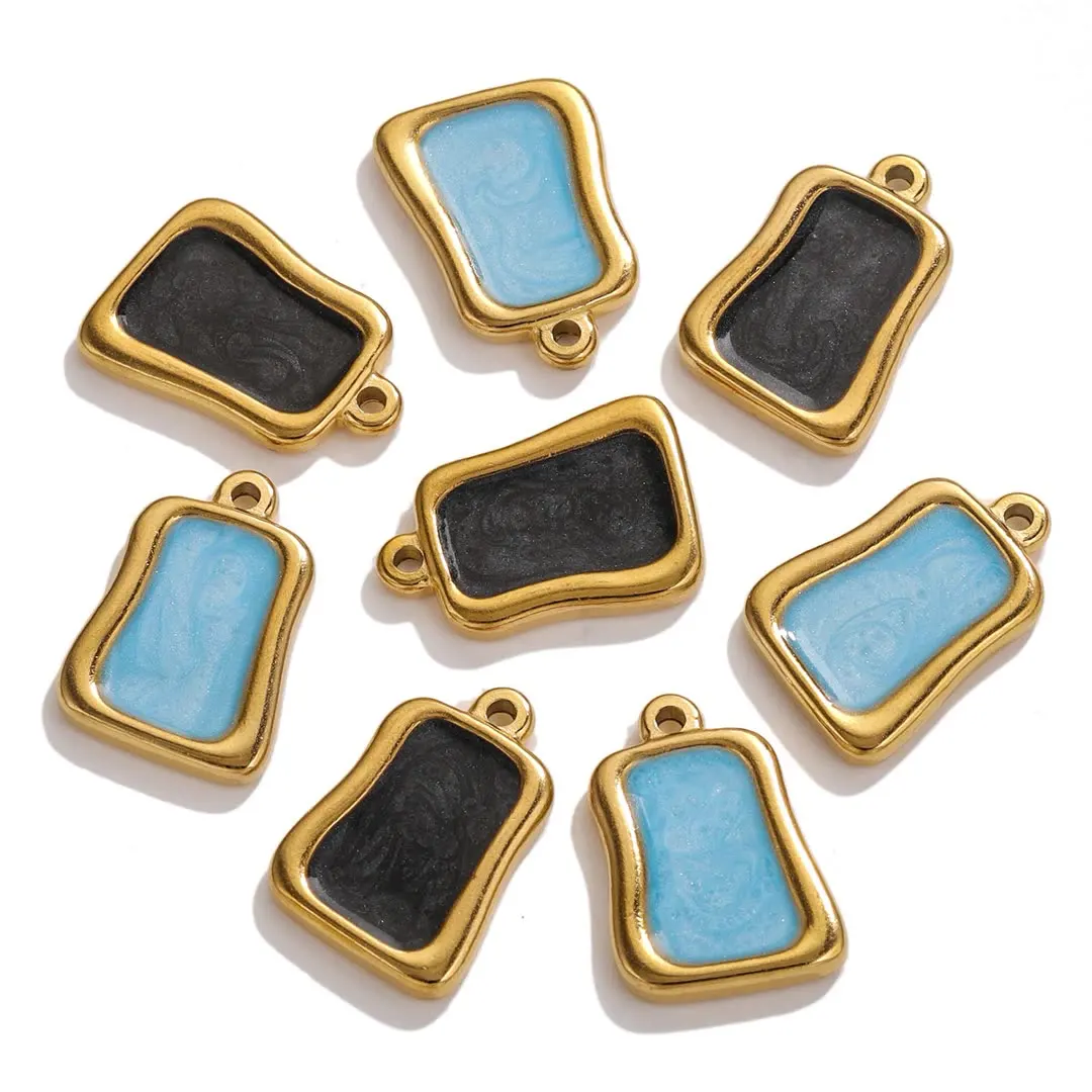 

5pcs Rectangular Oil Dripping Pendant Stainless Steel Accessories for Handmade DIY Necklace Earrings Jewelry for Woman